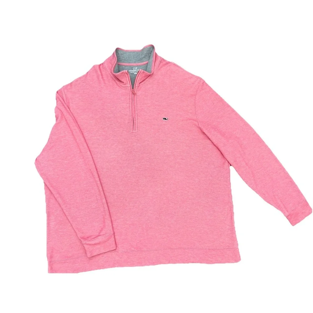 Vineyard Vines Saltwater 1/4 Zip Pullover Mens 4XB Sailor Red Pima Cotton Whale